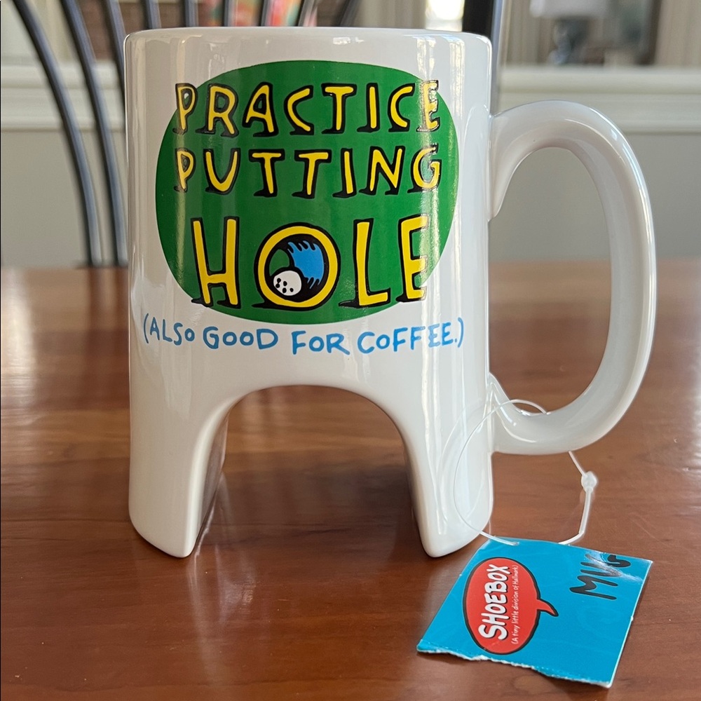 Hallmark Green and White Practice Putting Hole Mug
